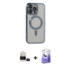 MARSİLYAN™- iPhone 14 Pro Max Kılıf Nova Işık Özel Seri - Siyah Bilvis 5in1 5D Magic Hayalet Cam Ekran Koruyucu + Bilvis Titan Kamera Lens - SH