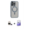MARSİLYAN™- iPhone 14 Pro Max Kılıf Nova Işık Özel Seri - Siyah Bilvis 5in1 5D Magic Hayalet Cam Ekran Koruyucu + Bilvis Titan Kamera Lens - GD