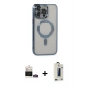 MARSİLYAN™- iPhone 14 Pro Max Kılıf Nova Işık Özel Seri - Siyah Bilvis Hayalet Cam Ekran Koruyucu + Bilvis Titan Kamera Lens - GD