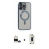 MARSİLYAN™- iPhone 14 Pro Max Kılıf Nova Işık Özel Seri - Siyah Bilvis Hayalet Cam Ekran Koruyucu + Bilvis Titan Kamera Lens - GS