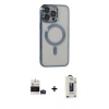 MARSİLYAN™- iPhone 14 Pro Max Kılıf Nova Işık Özel Seri - Siyah Bilvis Hayalet Cam Ekran Koruyucu + Bilvis Titan Kamera Lens - DNMR