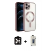 MARSİLYAN™- iPhone 14 Pro Max Kılıf Nova Işık Özel Seri - Siyah Bilvis Hayalet Cam Ekran Koruyucu + PVD Metal Kamera Lens - TU