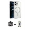 MARSİLYAN™- iPhone 14 Pro Max Kılıf Nova Işık Özel Seri - Siyah Bilvis Hayalet Cam Ekran Koruyucu + PVD Metal Kamera Lens - TU