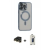 MARSİLYAN™- iPhone 14 Pro Max Kılıf Nova Işık Özel Seri - Siyah Bilvis Hayalet Cam Ekran Koruyucu + Raze Metal Kamera Lens - GD