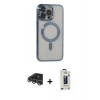 MARSİLYAN™- iPhone 14 Pro Max Kılıf Nova Işık Özel Seri - Siyah Bilvis Hayalet Cam Ekran Koruyucu + Raze Metal Kamera Lens - GS