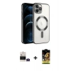 MARSİLYAN™- iPhone 14 Pro Max Kılıf Nova Işık Özel Seri - Siyah Buffer Cam Ekran Koruyucu + Bilvis Titan Kamera Lens - DNMR