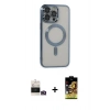 MARSİLYAN™- iPhone 14 Pro Max Kılıf Nova Işık Özel Seri - Siyah Buffer Cam Ekran Koruyucu + Gold Bilvis Titan Kamera Lens