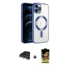 MARSİLYAN™- iPhone 14 Pro Max Kılıf Nova Işık Özel Seri - Siyah Buffer Cam Ekran Koruyucu + Raze Metal Kamera Lens - GS