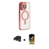 MARSİLYAN™- iPhone 14 Pro Max Kılıf Nova Işık Özel Seri - Siyah Buffer Cam Ekran Koruyucu + Raze Metal Kamera Lens - GS