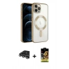 MARSİLYAN™- iPhone 14 Pro Max Kılıf Nova Işık Özel Seri - Siyah Buffer Cam Ekran Koruyucu + Raze Metal Kamera Lens - GS