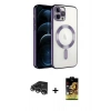 MARSİLYAN™- iPhone 14 Pro Max Kılıf Nova Işık Özel Seri - Siyah Buffer Cam Ekran Koruyucu + Raze Metal Kamera Lens - GS