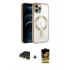 MARSİLYAN™- iPhone 14 Pro Max Kılıf Nova Işık Özel Seri - Siyah Buffer Cam Ekran Koruyucu + Raze Metal Kamera Lens - GD