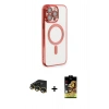 MARSİLYAN™- iPhone 14 Pro Max Kılıf Nova Işık Özel Seri - Siyah Buffer Cam Ekran Koruyucu + Raze Metal Kamera Lens - GD