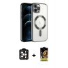 MARSİLYAN™- iPhone 14 Pro Max Kılıf Nova Işık Özel Seri - Siyah Buffer Cam Ekran Koruyucu + PVD Metal Kamera Lens - TU