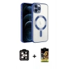 MARSİLYAN™- iPhone 14 Pro Max Kılıf Nova Işık Özel Seri - Siyah Buffer Cam Ekran Koruyucu + PVD Metal Kamera Lens - TU