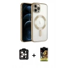 MARSİLYAN™- iPhone 14 Pro Max Kılıf Nova Işık Özel Seri - Siyah Buffer Cam Ekran Koruyucu + PVD Metal Kamera Lens - TU