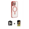 MARSİLYAN™- iPhone 14 Pro Max Kılıf Nova Işık Özel Seri - Siyah Buffer Cam Ekran Koruyucu + PVD Metal Kamera Lens - TU
