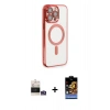 MARSİLYAN™- iPhone 14 Pro Max Kılıf Nova Işık Özel Seri - Siyah Buffer Hayalet Cam Ekran Koruyucu + Gümüş Bilvis Titan Kamera Lens
