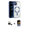MARSİLYAN™- iPhone 14 Pro Max Kılıf Nova Işık Özel Seri - Siyah Buffer Hayalet Cam Ekran Koruyucu + Gümüş Bilvis Titan Kamera Lens