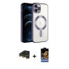 MARSİLYAN™- iPhone 14 Pro Max Kılıf Nova Işık Özel Seri - Siyah Buffer Hayalet Cam Ekran Koruyucu + Raze Metal Kamera Lens - GD