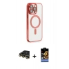 MARSİLYAN™- iPhone 14 Pro Max Kılıf Nova Işık Özel Seri - Siyah Buffer Hayalet Cam Ekran Koruyucu + Raze Metal Kamera Lens - GD