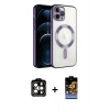 MARSİLYAN™- iPhone 14 Pro Max Kılıf Nova Işık Özel Seri - Siyah Buffer Hayalet Cam Ekran Koruyucu + PVD Metal Kamera Lens - TU