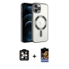 MARSİLYAN™- iPhone 14 Pro Max Kılıf Nova Işık Özel Seri - Siyah Buffer Hayalet Cam Ekran Koruyucu + PVD Metal Kamera Lens - TU