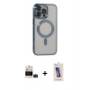 MARSİLYAN™- iPhone 14 Pro Max Kılıf Nova Işık Özel Seri - Siyah Joko 5D Cam + Derin Mor Bilvis Titan Kamera Lens