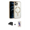MARSİLYAN™- iPhone 14 Pro Max Kılıf Nova Işık Özel Seri - Siyah Joko 5D Cam + Gümüş Raze Metal Kamera Lens