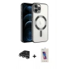 MARSİLYAN™- iPhone 14 Pro Max Kılıf Nova Işık Özel Seri - Siyah Joko 5D Cam + Gümüş Raze Metal Kamera Lens