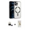 MARSİLYAN™- iPhone 14 Pro Max Kılıf Nova Işık Özel Seri - Siyah Mat Seramik Nano Ekran Koruyucu + Bilvis Titan Kamera Lens - GD