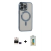 MARSİLYAN™- iPhone 14 Pro Max Kılıf Nova Işık Özel Seri - Siyah Polymer Nano Ekran Koruyucu + Bilvis Titan Kamera Lens - DNMR