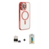 MARSİLYAN™- iPhone 14 Pro Max Kılıf Nova Işık Özel Seri - Siyah Polymer Nano Ekran Koruyucu + Gümüş Bilvis Titan Kamera Lens