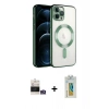 MARSİLYAN™- iPhone 14 Pro Max Kılıf Nova Işık Özel Seri - Siyah Polymer Nano Ekran Koruyucu + Gümüş Bilvis Titan Kamera Lens