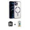 MARSİLYAN™- iPhone 14 Pro Max Kılıf Nova Işık Özel Seri - Siyah Polymer Nano Ekran Koruyucu + Turuncu PVD Metal Kamera Lens