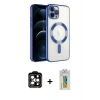 MARSİLYAN™- iPhone 14 Pro Max Kılıf Nova Işık Özel Seri - Siyah Polymer Nano Ekran Koruyucu + Turuncu PVD Metal Kamera Lens
