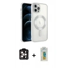 MARSİLYAN™- iPhone 14 Pro Max Kılıf Nova Işık Özel Seri - Siyah Polymer Nano Ekran Koruyucu + Turuncu PVD Metal Kamera Lens