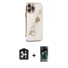 MARSİLYAN™- iPhone 14 Pro Max Kılıf Nova Işık Prime - Şeffaf 360 Full Body Arka Koruyucu + PVD Metal Kamera Lens - TU