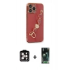 MARSİLYAN™- iPhone 14 Pro Max Kılıf Nova Işık Prime - Şeffaf 360 Full Body Arka Koruyucu + PVD Metal Kamera Lens - TU
