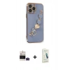MARSİLYAN™- iPhone 14 Pro Max Kılıf Nova Işık Prime - Şeffaf Pasifik Cam Ekran Koruyucu + Derin Mor Bilvis Titan Kamera Lens