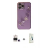 MARSİLYAN™- iPhone 14 Pro Max Kılıf Nova Işık Prime - Şeffaf Pasifik Cam Ekran Koruyucu + Derin Mor Bilvis Titan Kamera Lens