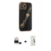 MARSİLYAN™- iPhone 14 Pro Max Kılıf Nova Işık Prime - Şeffaf Pasifik Cam Ekran Koruyucu + Derin Mor Bilvis Titan Kamera Lens