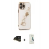MARSİLYAN™- iPhone 14 Pro Max Kılıf Nova Işık Prime - Şeffaf Pasifik Cam Ekran Koruyucu + Raze Metal Kamera Lens - GD