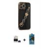MARSİLYAN™- iPhone 14 Pro Max Kılıf Nova Işık Prime - Siyah 18D Cam Ekran Koruyucu + Bilvis Titan Kamera Lens - DNMR
