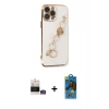 MARSİLYAN™- iPhone 14 Pro Max Kılıf Nova Işık Prime - Siyah 18D Cam Ekran Koruyucu + Gümüş Bilvis Titan Kamera Lens
