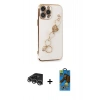 MARSİLYAN™- iPhone 14 Pro Max Kılıf Nova Işık Prime - Siyah 18D Cam Ekran Koruyucu + Raze Metal Kamera Lens - GS