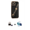 MARSİLYAN™- iPhone 14 Pro Max Kılıf Nova Işık Prime - Siyah 3D Antistatik Cam Ekran Koruyucu + Bilvis Titan Kamera Lens - DNMR