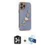 MARSİLYAN™- iPhone 14 Pro Max Kılıf Nova Işık Prime - Siyah 3D Antistatik Cam Ekran Koruyucu + PVD Metal Kamera Lens - TU