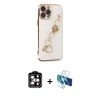 MARSİLYAN™- iPhone 14 Pro Max Kılıf Nova Işık Prime - Siyah 3D Antistatik Cam Ekran Koruyucu + PVD Metal Kamera Lens - TU
