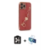 MARSİLYAN™- iPhone 14 Pro Max Kılıf Nova Işık Prime - Siyah 3D Antistatik Cam Ekran Koruyucu + PVD Metal Kamera Lens - TU